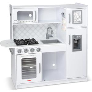 Melissa & Doug Wooden Chef's Kitchen Set for Kids with Play Kitchen Accessories & Ice Cube Dispenser, Preschool Learning Toys for Girls & Boys 3+, Cloud White - FSC Certified