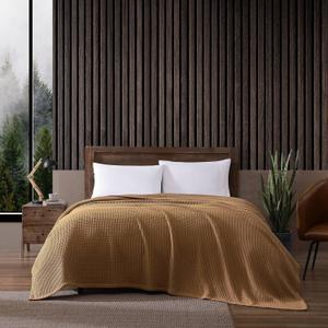 Eddie Bauer - Queen Size Blanket, 100% Soft Cotton Bedding with Waffle Weave Texture, 400 GSM, Throw Blanket for Couch or Bed (Brown)