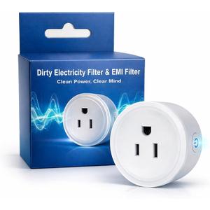 Ground Loop Hum Eliminator & Dirty Electricity Filter Reduce EMI/RFI Noise, for Audio/Speaker/Home Appliance, High-Capacity 1200W Plug- 10A AC EMI Filter