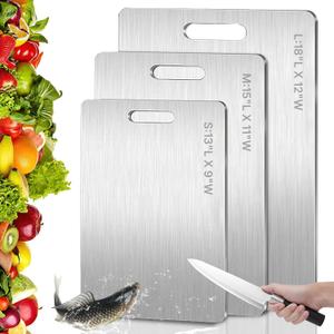 Titanium Cutting Board - New Upgrade 100% Pure Titanium Cutting BoardsDouble-sided pure titanium Kitchen cutting boardHealthy And Non-ToxicDishwasher Safe1PC15"L x 11"W