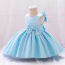 IDOPIP Flower Girl Bowknot Tutu Dress for Kids Baby Princess Wedding Bridesmaid Birthday Party Pageant Baptism Dresses, Size: 6-12 Months