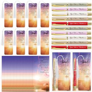 50 Set Mother's Day Bulk Gifts for Church - God Bless Mothers Ballpoint Pen & Bible Verse Bookmarks with Tassel, Religious Prayer Cards Gifts for Mom, Women, Pastor's Wife
