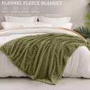 Exclusivo Mezcla Fleece Queen Blanket for Bed, Extra Large Fuzzy Olive Green Bed Blankets, Soft Cozy Plush Sofa Throws for All Seasons, 90x90 Inches