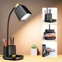 LED Desk Lamp with USB Charging Port Touch Control 3 Color Modes, Stepless Dimming,Eye-Caring LED Table Lamp for Home,Office,Bedroom,Reading,Work,Study,Gooseneck Lamp, 5V, 2.4A