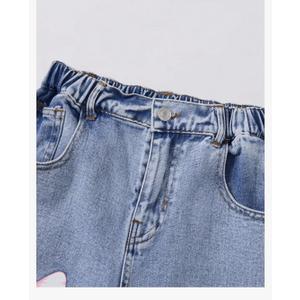 Floerns Girl's Heart Print Cute Ripped Baggy Jeans Straight Wide Leg Streetwear Denim Pants8Y