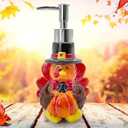 Hexagram Thanksgiving Soap Dispenser, Thanksgiving Bathroom Decor, Thanksgiving Turkey Ceramic Soap Dispenser for Kitchen Countertop, Thanksgiving Decorations Indoor for Farmhouse Kitchen