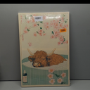 Japanese Bathroom Canvas Wall Art Funny Highland Cow in Bathtub Wall Decor Paintings Vintage Cute Cattle Humorous Animal Prints Aesthetic Pictures for Restroom Toilet Decoration 16x24 Inch Framed