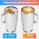 VEGOND 20 oz Tumbler Bulk with Handle Lid and Straw, Stainless Steel Insulated Travel Coffee Mug Set, Spill Proof Double Wall Metal Tumblers Cups, White 6 Pack