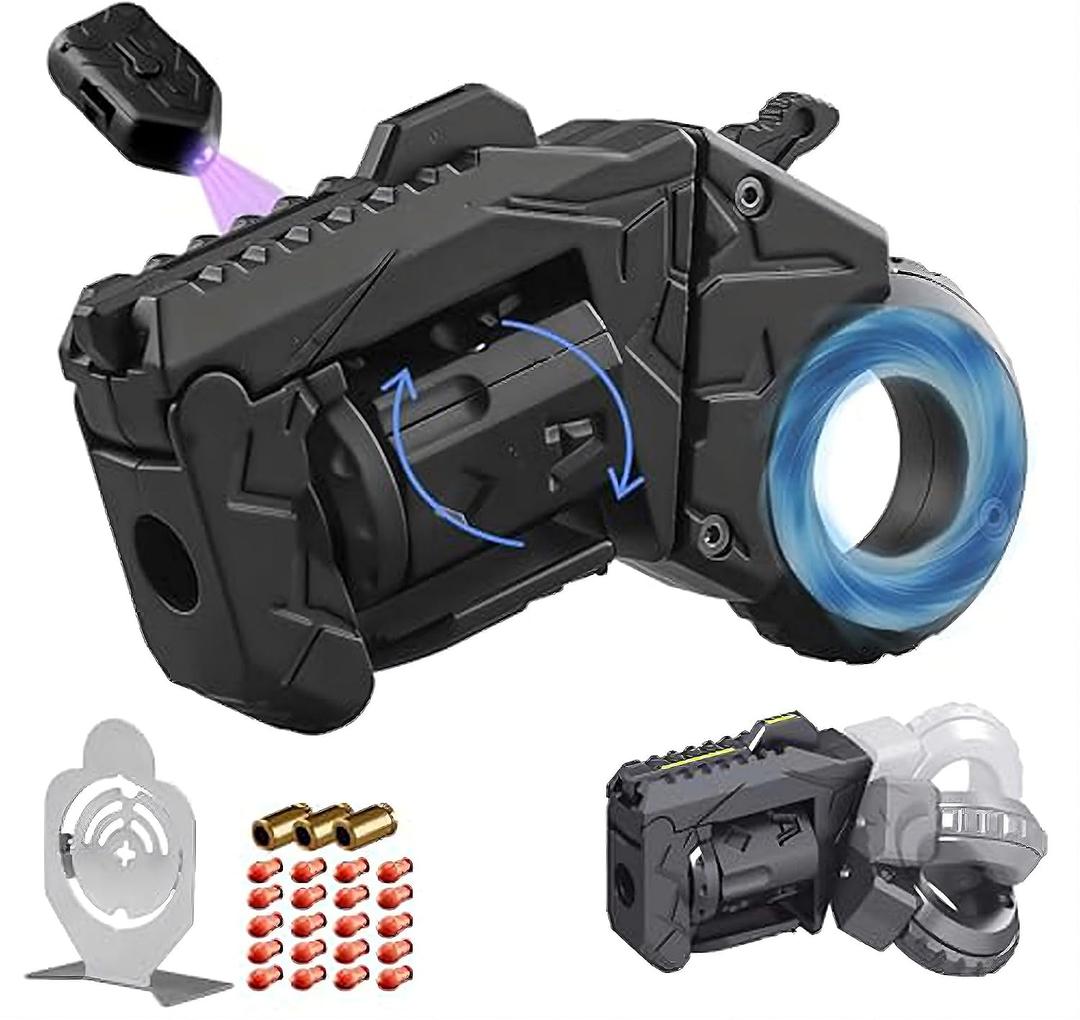 Metal Fidget Gun EDC Toy - Stress Relief Spinner Fidget Toys Adults with Shell Ejection, Bullets & Target, Desk Toys for Men Women (Black)