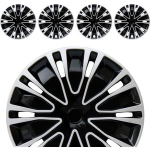 Hubcap Wheel Cover Replacement R14 Hub Caps Universal-Fit Steel Wheel Rim Cover ABS Material Exterior Accessories for Car Truck SUV -Set of 414-inchSilver-Black