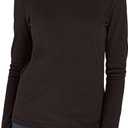 Dwnval Long Sleeve Shirts for Women Basic Crewneck Slim Fitted Knit Going Out Tops(2#Dark Brown, S) (Brown, S)
