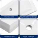 Enbol 20.6" x 14.7" Drop in Bathroom Sink Rectangle Vessel Sink Self-rimming Top Mount Bathroom Sink White Ceramic Lavatory Vanity with Overflow O2014-2, 20 5/8"Lx 14 3/4"Wx 6 1/8"H