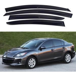 Window Visors for 2010 2011 2012 2013 Mazda 3 SedanRain Guards Sun Shields Window Deflector, Tape-on, Mugen Style, 4 PCS