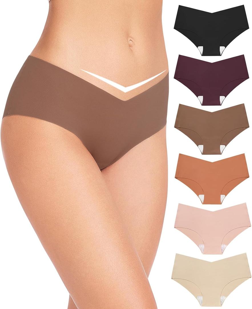 Altheanray Womens Underwear Bikini Silky Seamless Underwear for Women Panties Cheeky Invisible Hipster No Show Soft Stretch V Cut Women's Underwear, Pack of 6, S (AWB833S-NewColor)