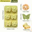 2 Pack Flower Silicone Molds, Large Daisy Flower Baking Molds Butterfly Silicone Chocolate Candy Molds for Soap Making Candle Cookie Ice Cube Wax Melts Cake Decorating Baking Supplies