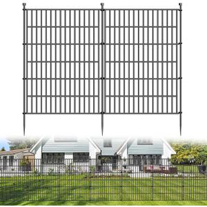 10 Panels No Dig Decorative Outdoor Garden Fence for Yard, 40 in(H) X 23.6 ft(L) Animal Barrier Fencing Rustproof Metal Wire Panel Border for Dog, Rabbits, and Patio Temporary Ground Stakes