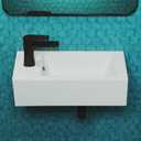 Voltaire 19.5 x 10 Rectangular Ceramic Wall Hung Sink with Left Side Faucet Mount, 19.7 x 10.25 x 5.3 inches