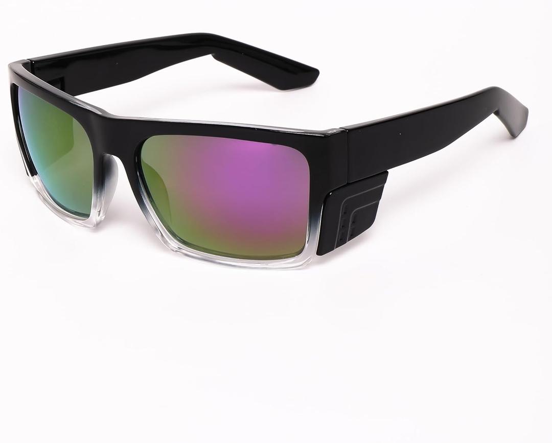 Safety Sunglasses ANSI Z87 for Men Classic Square Sunglasses UV 400 Protection and Includes Removable Side Shields