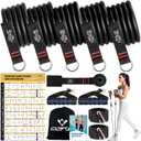 Resistance Bands with Handles for Women, 5 Level Exercise Bands Workout Bands for Physical Therapy, Yoga, Pilates, Door Anchor, Storage Pouch (10-150 LBS Black)