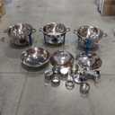 Chafing Dish Buffet Set of 3 Pack, 5QT Round Stainless Steel Chafer for Catering, Upgraded Chafers and Buffet Warmer Sets with Food & Water Pan, Lid, Frame, Fuel Holder for Event Party Holiday