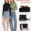 MANGOPOP Women's Mock Turtle Neck Long Sleeve Shirts Fitted Fall Winter Undershirt Tight Tops Slim Fit Basic Tee (Black, XL)