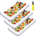 JOYIN 3-Pack Inflatable Serving Bars Cooler - Inflatable Cooler Ice Buffet Salad Serving Trays with Drain Plug, Food Drink Holder for Indoor Outdoor Summer Picnic Beach Pool Luau Party