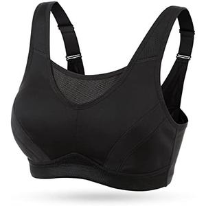 Wingslove High Impact Sports Bras for Women Plus Size Non Padded Wirefree Workout Bra Bounce Control, Black, 36 C