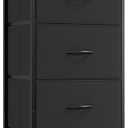 Somdot Dresser for Bedroom with 4 Drawers, Storage Organizer Chest of Drawers with Removable Fabric Bins for Closet Bedside Living Room Laundry Entryway Hallway, Black