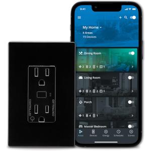 Eaton Wi-Fi Smart Receptacle, Works with Hey Google and Alexa, Black