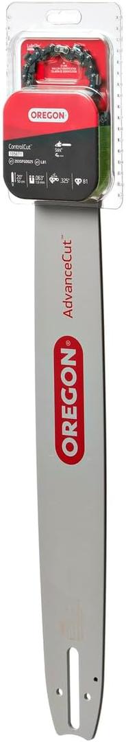 Oregon 20-Inch Replacement Chainsaw Bar and L81 AdvanceCut Chainsaw Chain Combo, 81 Drive Links, Pitch: .325", .063" Gauge, Low Vibration (105671), fits several Stihl models, Grey Oregon 20-Inch Replacement Chainsaw Bar and L81 AdvanceCut Chainsaw Chain Combo, 81 Drive Links, Pitch: .325", .063" Gauge, Low Vibration (105671), fits several Stihl models, Grey