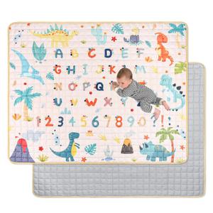 Baby Play Mat for Floor, 71 x 59 Inch Foam Play Mat for Playen, Non-Slip Crawling Mat for Baby Infant Toddler Kids, Foldable and Machine Washable, Dinosaur Alphabet