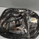 Clear Backpack for Stadium Events 12x12x6, Thick PVC Small Clear Bag with Leather Trim Fashion Women Backpack (Black)