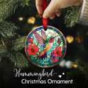 Hummingbird Christmas Ornaments 2025 - Hummingbird Gifts for Women, Friends, Bird Lovers - Hanging Decor for Xmas Tree, Floral Art Glass Decorations, Bird Ideas