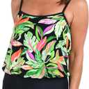 Maxine of Hollywood Women's Scoop Neck Faux Tankini One Piece Swimsuit (16, Multi//Rainforest Rainbow)