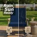 Outdoor Chair Cushions Set of 4, Water-Resistant & Fade-Resistant, Patio Furniture Deep Seat Cushions Replacement with Back, Non-Slip Bottom, Removable Cover, 24 x 24 Inch, Navy Blue, 24" x 24" 4 Pack
