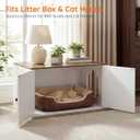 HOOBRO Cat Litter Box Enclosure, Hidden Litter Box Furniture with Side Entry, Litter Box Cabinet, Indoor Cat House, End Side Table, 31.5" L x 17.7" W x 16.3H, for Bathroom, White and Walnut WH40MW01