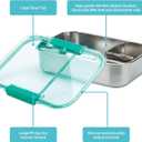 Smash Microwave Safe Stainless Steel 3 Compartment Bento Lunch Box, 44oz Mint