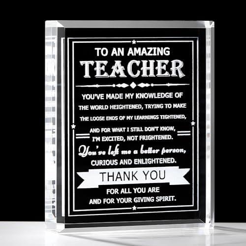 Teacher Appreciation Gifts for Women Men Crystal Thank You Gifts for Teacher from Students Birthday Christmas Retirement Gifts for Teachers Crystal Keepsake Plaque