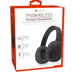 Helix Pro Wireless Foldable Bluetooth Headphones - Black
