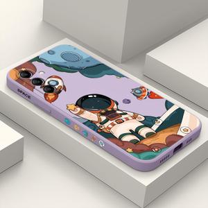 LEECG for Samsung Galaxy A15 5G Case, Creative Flower Pattern Design Soft Liquid Silicone A15 5G Phone Cover, Flocking Protection Inside for Samsung A15 5G Case-Astronaut Purple