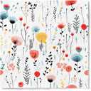 80 pcs Premium Designer Paper Napkins, 3-Ply 6.5x6.5-inches Disposable Decorative White Floral Napkin for Wedding Birthday Anniversary Lunch Dinner Party