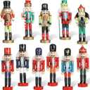 11 Pieces Christmas Nutcracker Ornament Set Wooden Nutcracker Soldier Hanging Decorations Nutcracker Figures for Christmas Tree Party Home Toy Gifts Supplies