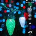 2 Pack C9 LED Christmas String Lights - Each 82ft 100 LED Outdoor String Lights with Timer and 8 Lighting Modes, Plug in Extendable Roofline Lights String for Outside Yard Christmas Holiday Decoration (Red and Green)