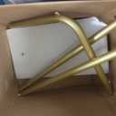 DR.IRON Gold Coat Racks, Metal Coat Racks Freestanding with Crossbar and Heavy Base, Modern Coat Rack Stand, L Shaped Clothing Rack for Entryway, Bedroom, Living Room or Office