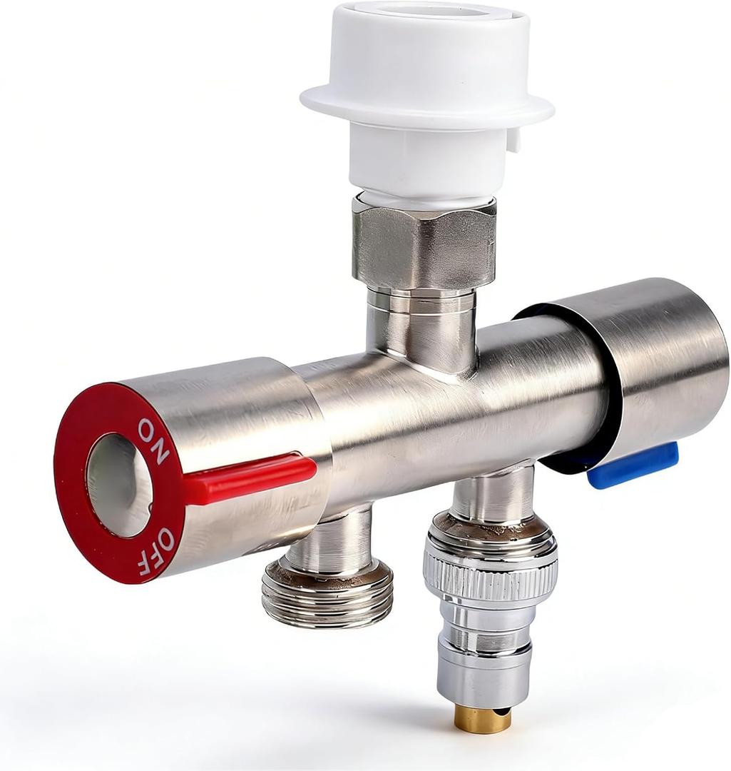 Yosoo Health Gear 2 Way Hose Splitter G1/2 304 Stainless Steel Precise Dual Control Leakproof Faucet Diverter Tap Brass Garden with Long Handle Outdoor Full Connector for Washing Machine Kitchen