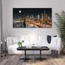 XXMWallArt FC4275 New York City Wall Art Brooklyn Bridge Night View Picture Canvas Print Artwork for Living Room Bedroom Home Decoration (59L" x 29W")