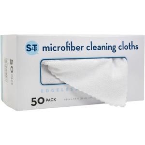 S&T INC. 50 Pack Microfiber Cleaning Cloth with Box, Bulk Towels for Home, Reusable Microfiber Towels for Cars, Cleaning Rags, White, 190gsm, 11.8 Inches x 11.8 Inches, 50 Count