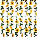 8Pcs 63Ft Sunflower Garland, Fake Hanging Flowers, Sunflower Artificial Flower Vine, Hanging Floral Vine Garland for Wedding, Party, Wall Arch, Halloween, Christmas Summer Garden Backdrop Decor