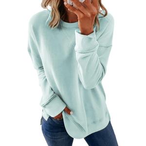 Dokotoo Women's Casual Crew Neck Sweatshirt Loose Soft Long Sleeve Pullover Tops (Teal, XL)