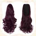 FELENDY 15" Ponytail Extension Drawstring Curly Wavy Ponytail Extensions Clip in Long Pony Tails Hair Cute Synthetic Piece for Women Grape Red